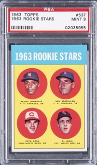 1963 Topps #537 Pete Rose Rookie Card – PSA MINT 9